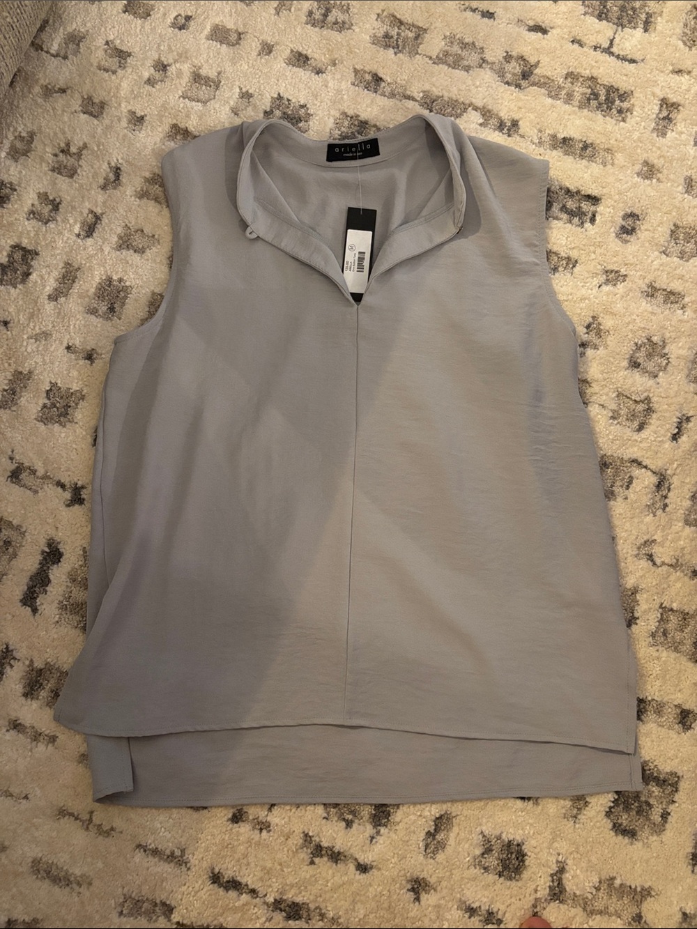 Ariella Sleeveless Light Gray Split-Neck Camisole